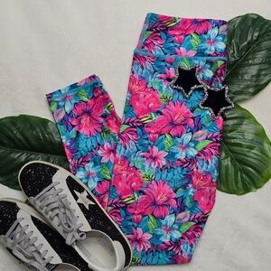 ✨NWT Stylish BUTTER SOFT CLOUD FLEX Tropical Floral Palm Leaves Pattern Leggings